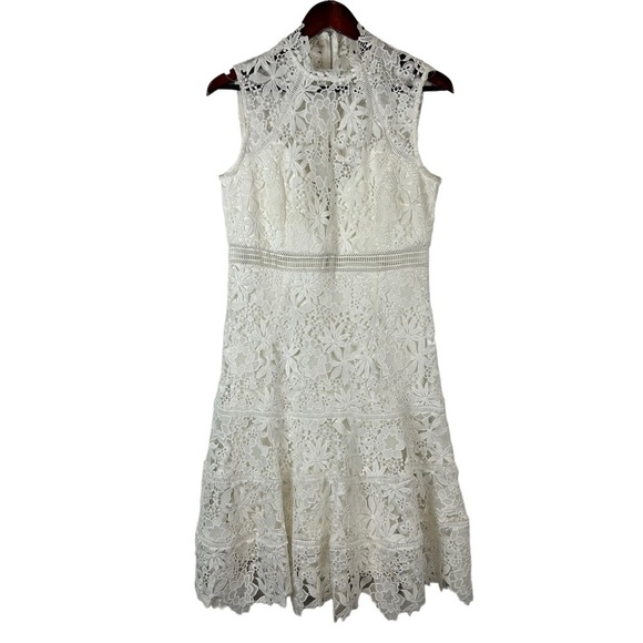 BARDOT size medium / 8 ELISE GUIPURE LACE DRESS IN IVORY white - Picture 2 of 8